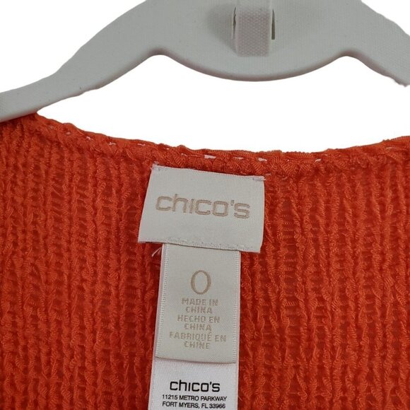 Chicos Fringe Cardigan Sweater‎ 0 Small Orange Tassel Boho Crochet Open Front - Picture 5 of 11
